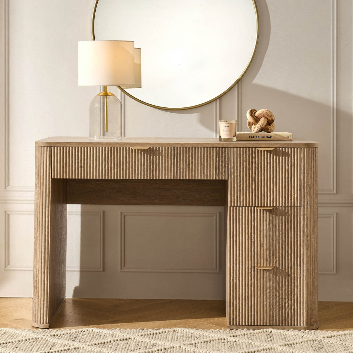 Hattie Large Dressing Table with Drawers - Light Wood — dressing table from 2nd Time Around