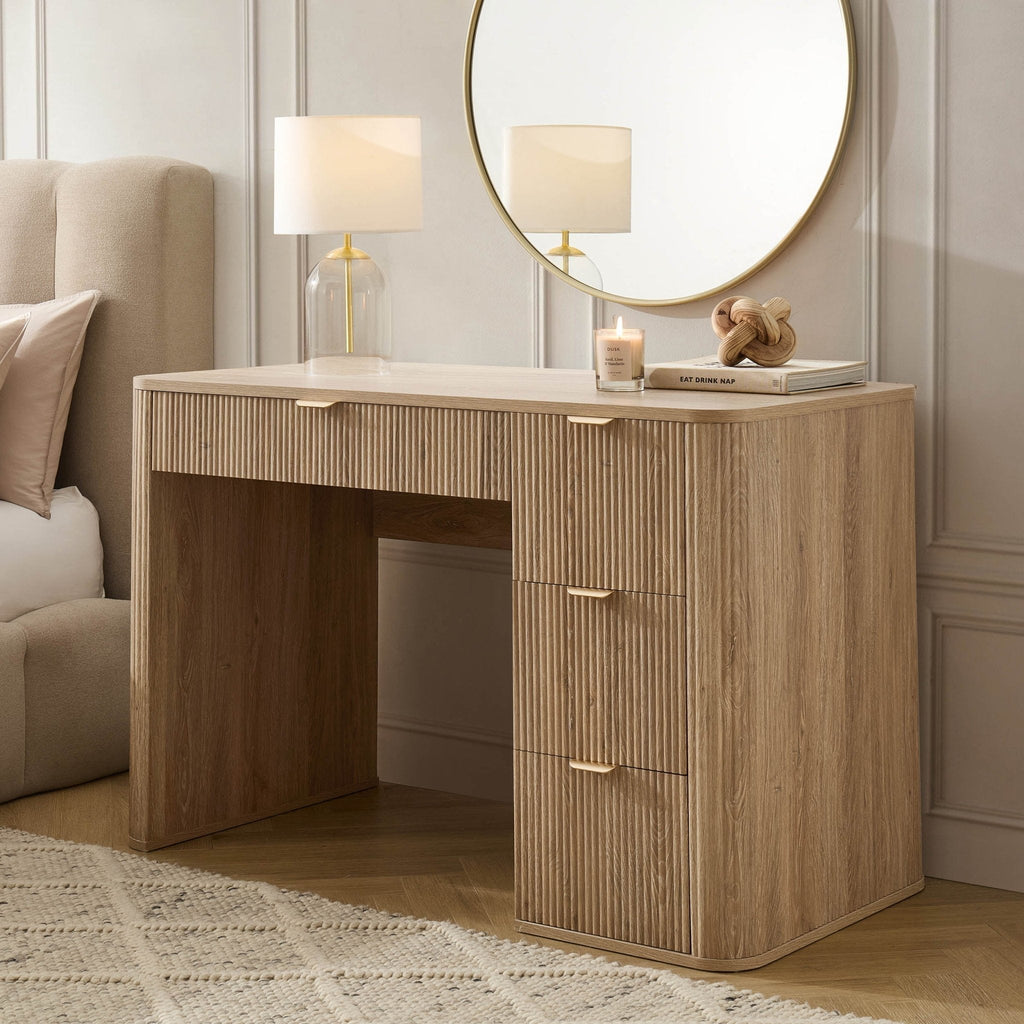 Hattie Large Dressing Table with Drawers - Light Wood — view 2