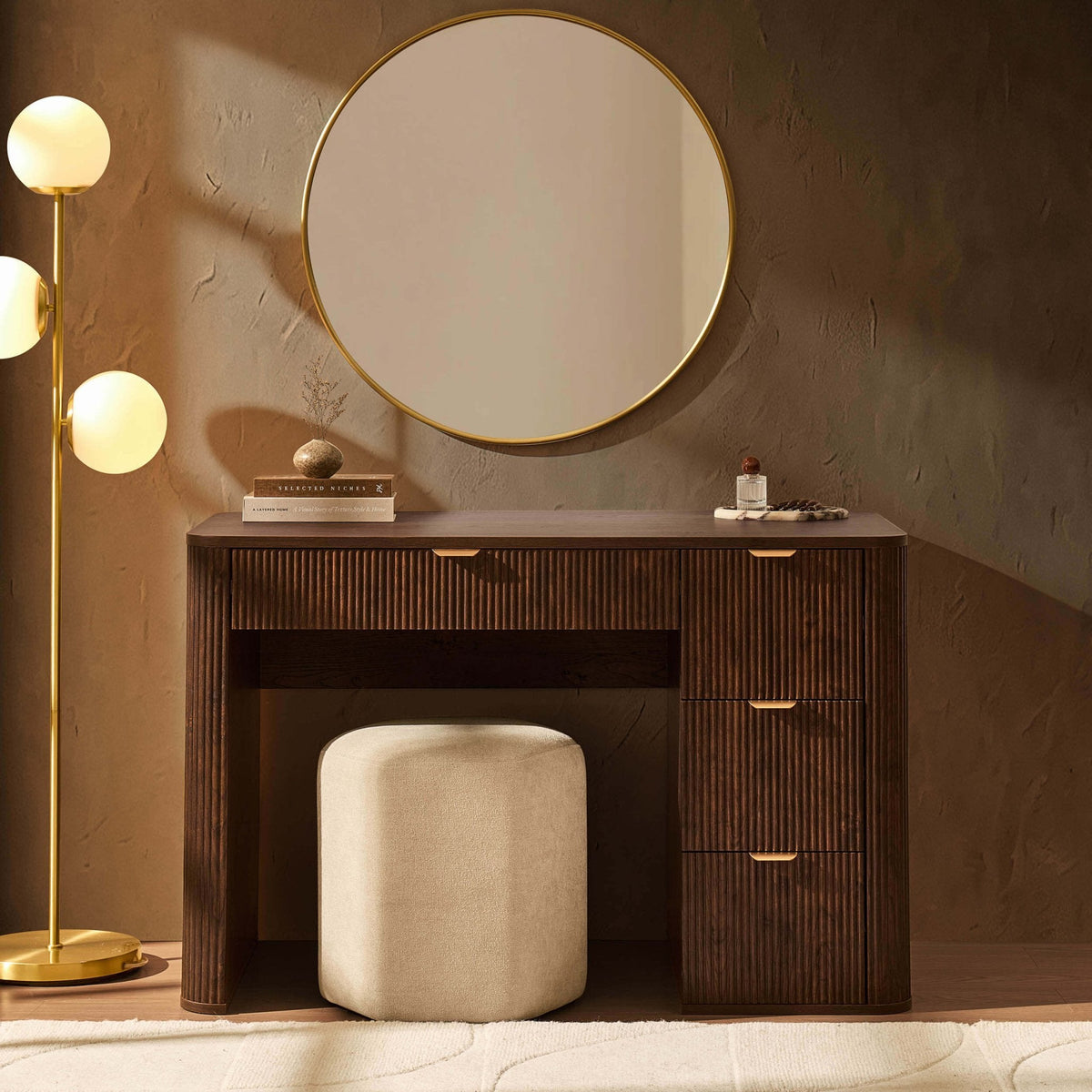 Hattie Large Dressing Table with Drawers - Walnut — view 2
