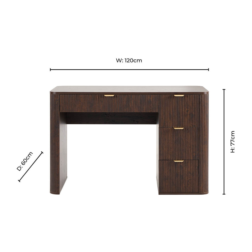 Hattie Large Dressing Table with Drawers - Walnut — view 8
