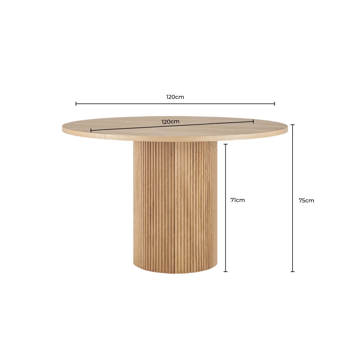 Hattie Panel Round 4-6 Seater Pedestal Dining Table - Natural — view 6