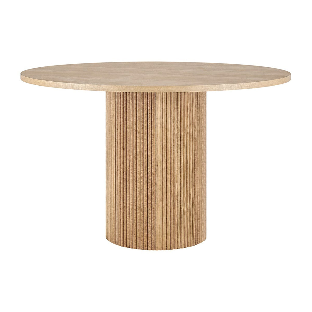 Hattie Panel Round 4-6 Seater Pedestal Dining Table - Natural — view 2