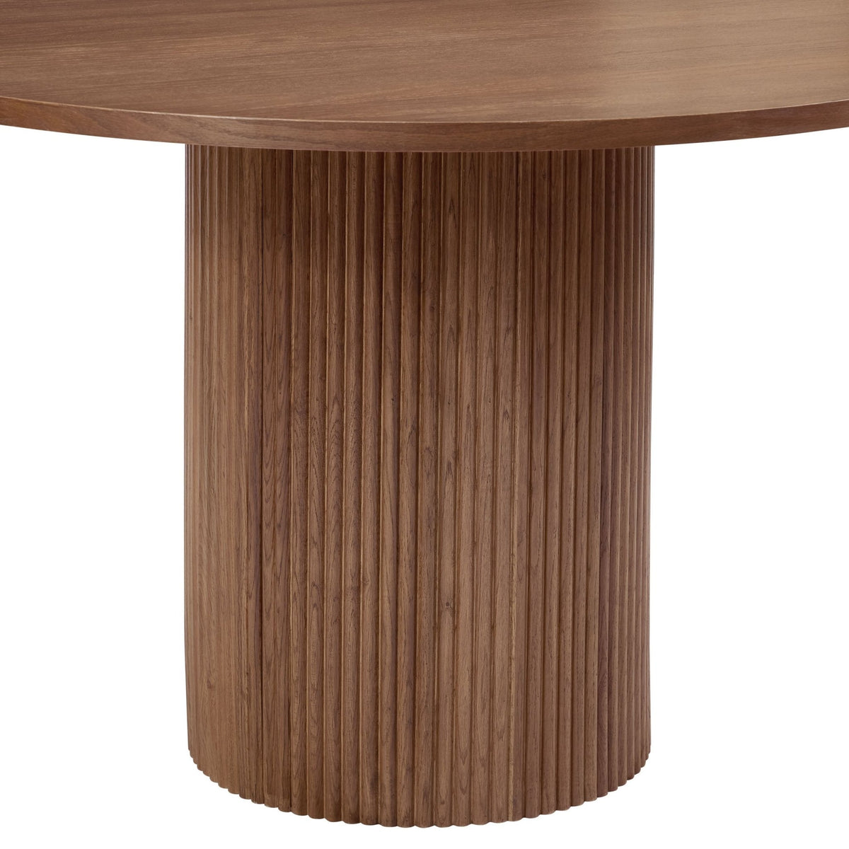 Hattie Panel Round 4-6 Seater Dining Table - Mid Wood — view 4