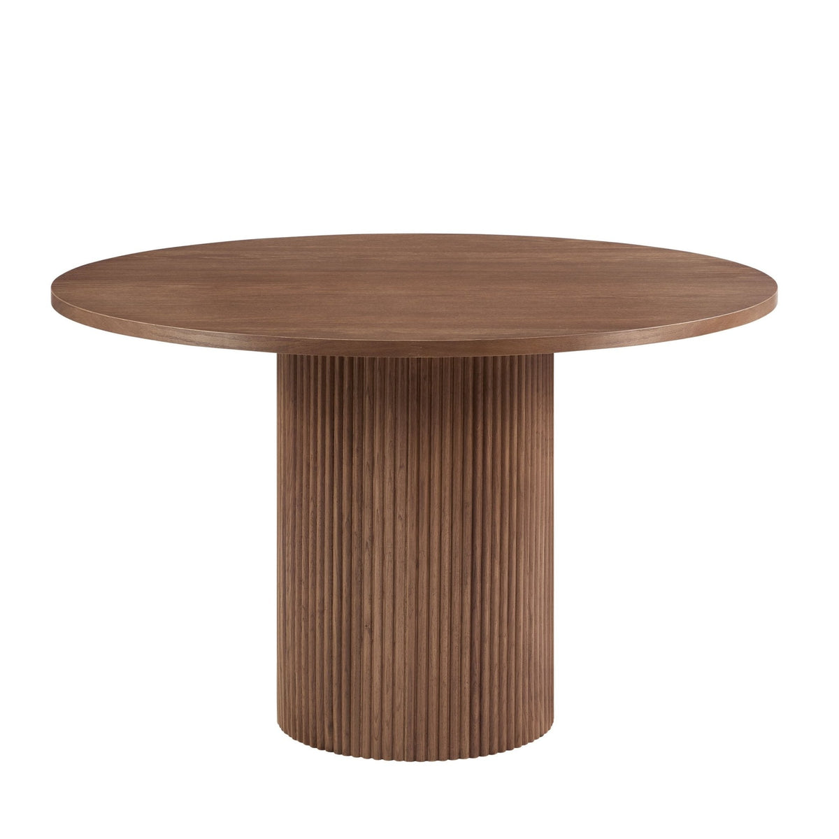 Hattie Panel Round 4-6 Seater Dining Table - Mid Wood — view 2