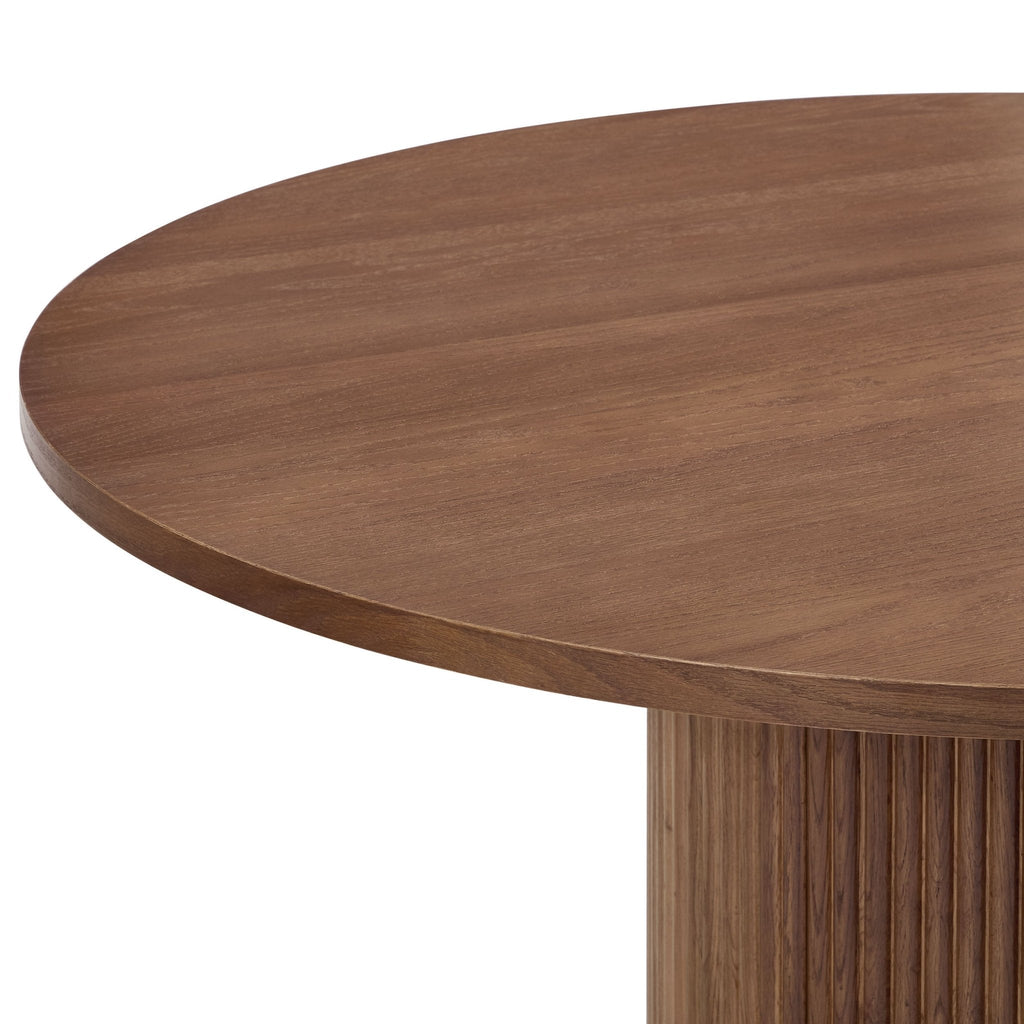Hattie Panel Round 4-6 Seater Dining Table - Mid Wood — view 5