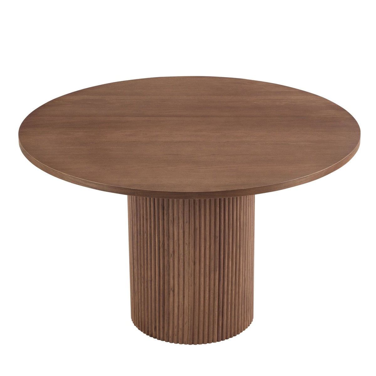 Hattie Panel Round 4-6 Seater Dining Table - Mid Wood — view 3