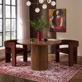 Hattie Panel Round 4-6 Seater Dining Table - Mid Wood — sofa from 2nd Time Around