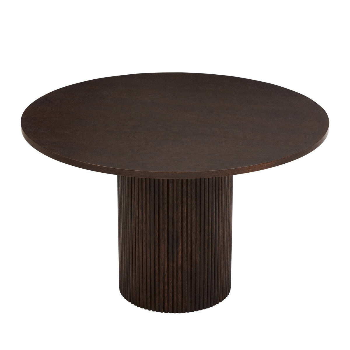 Hattie Panel Round 4-6 Seater Pedestal Dining Table - Walnut — view 5