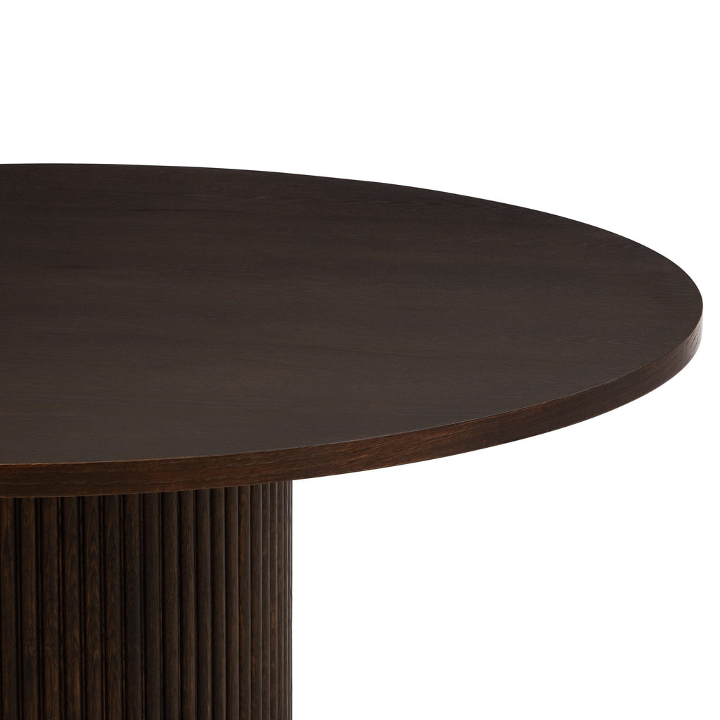 Hattie Panel Round 4-6 Seater Pedestal Dining Table - Walnut — view 6