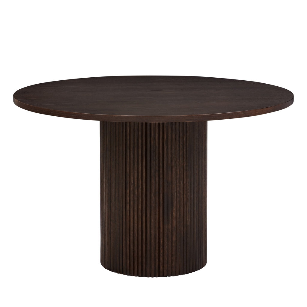 Hattie Panel Round 4-6 Seater Pedestal Dining Table - Walnut — view 4