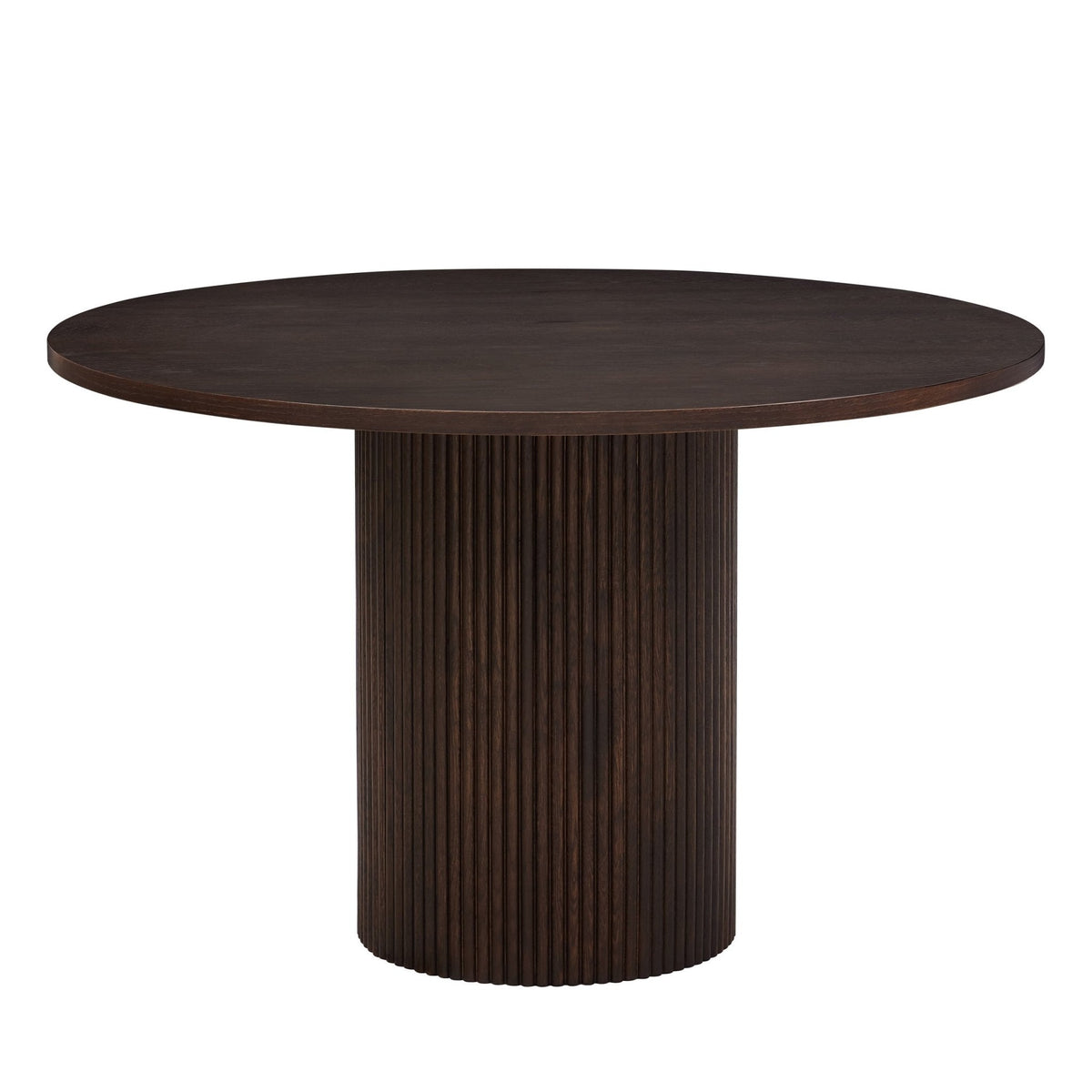 Hattie Panel Round 4-6 Seater Pedestal Dining Table - Walnut — view 4