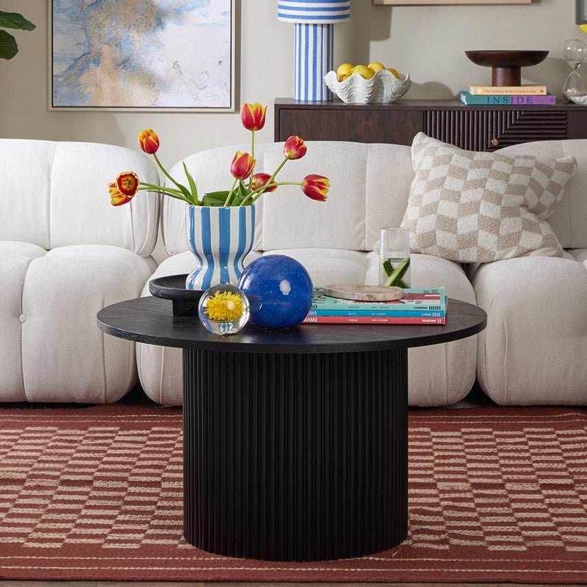 Hattie Round Pedestal Coffee Table - Black — coffee table from 2nd Time Around