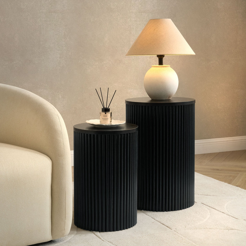 Hattie Round Pedestal Nesting Tables - Black — view 2
