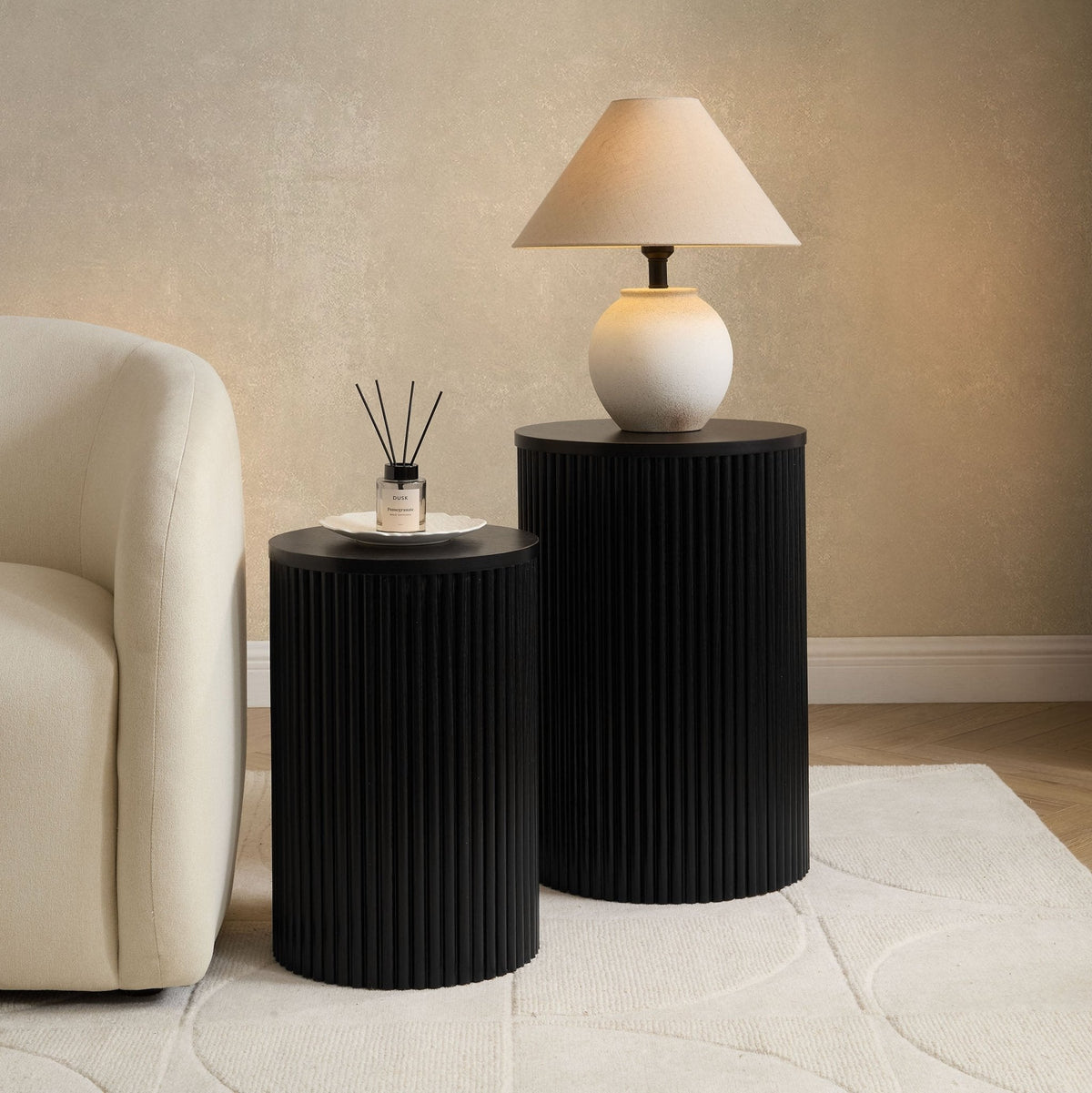 Hattie Round Pedestal Nesting Tables - Black — coffee table from 2nd Time Around