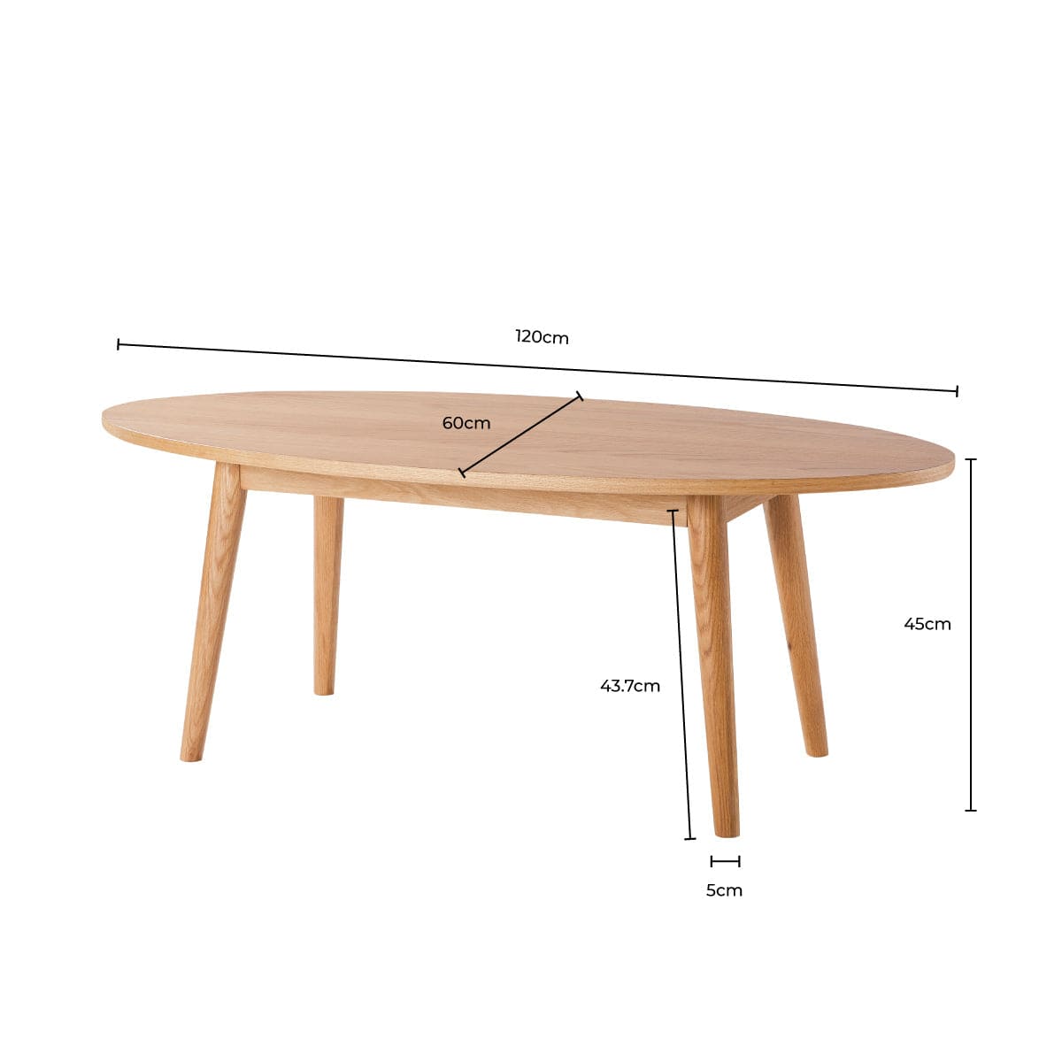 Heidi Solid Oak Oval Coffee Table - Light Wood — view 8