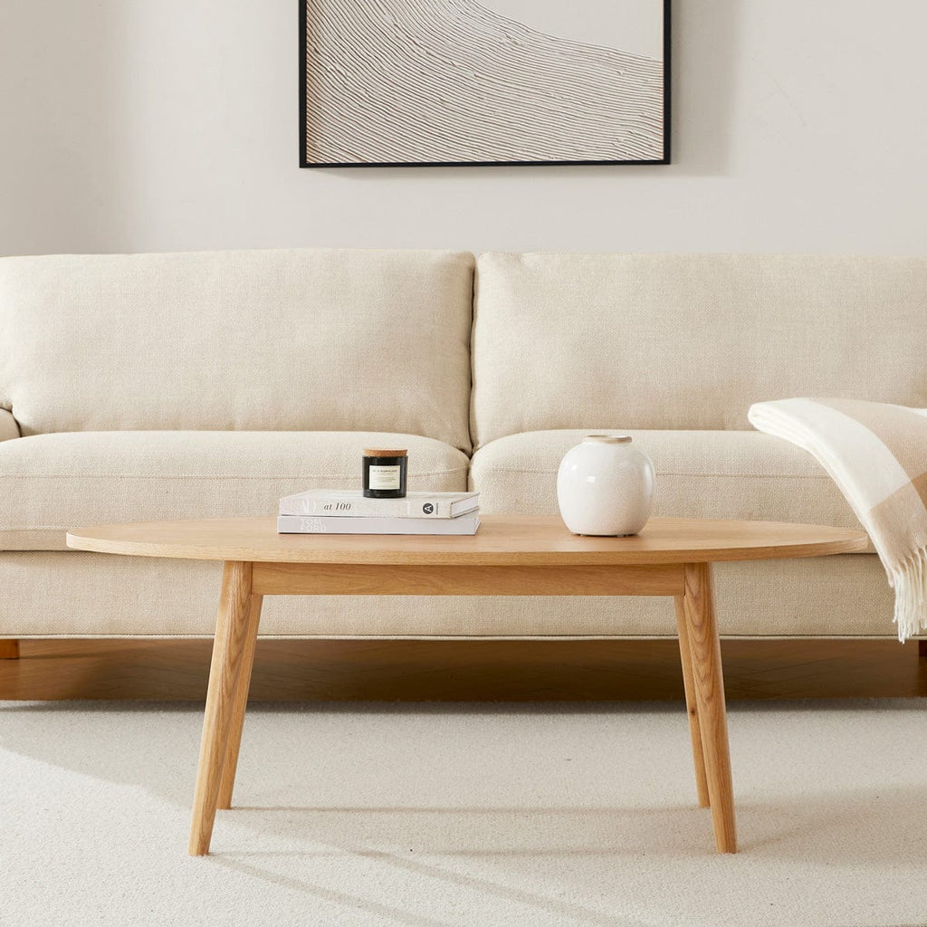 Heidi Solid Oak Oval Coffee Table - Light Wood — view 4