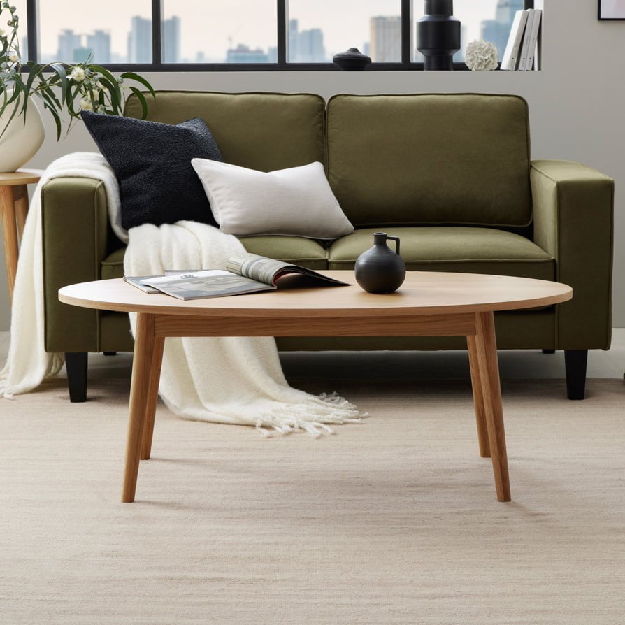 Heidi Solid Oak Oval Coffee Table - Light Wood — view 2