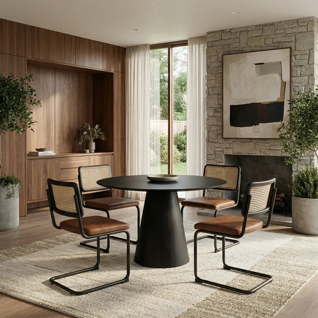 Kenton Dining Chair | Vintage Tan Faux Leather & Black — view 3