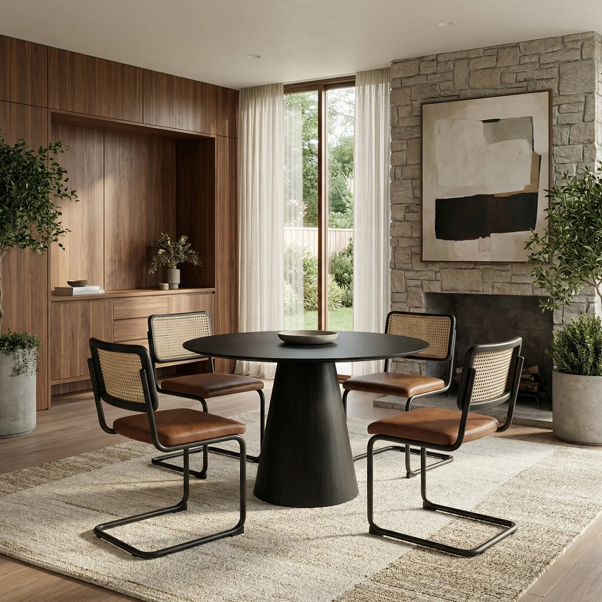 Kenton Dining Chair | Vintage Tan Faux Leather & Black — view 3