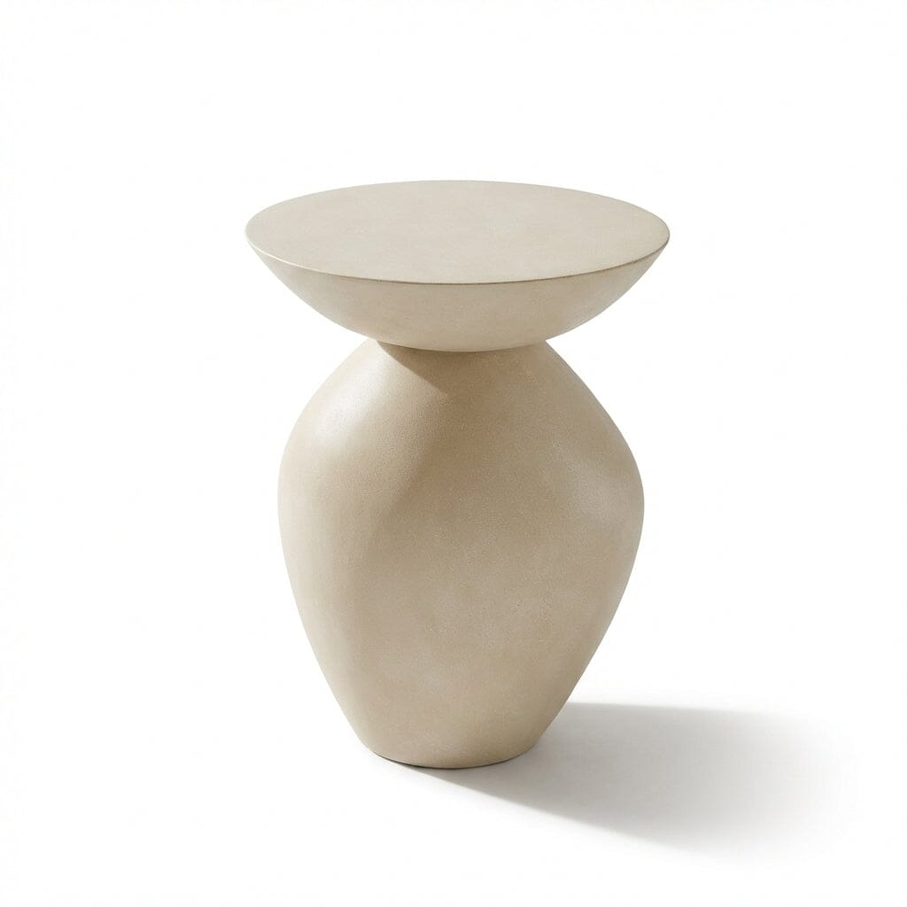 Alder 35cm Round Concrete Side Table - Sand — view 6