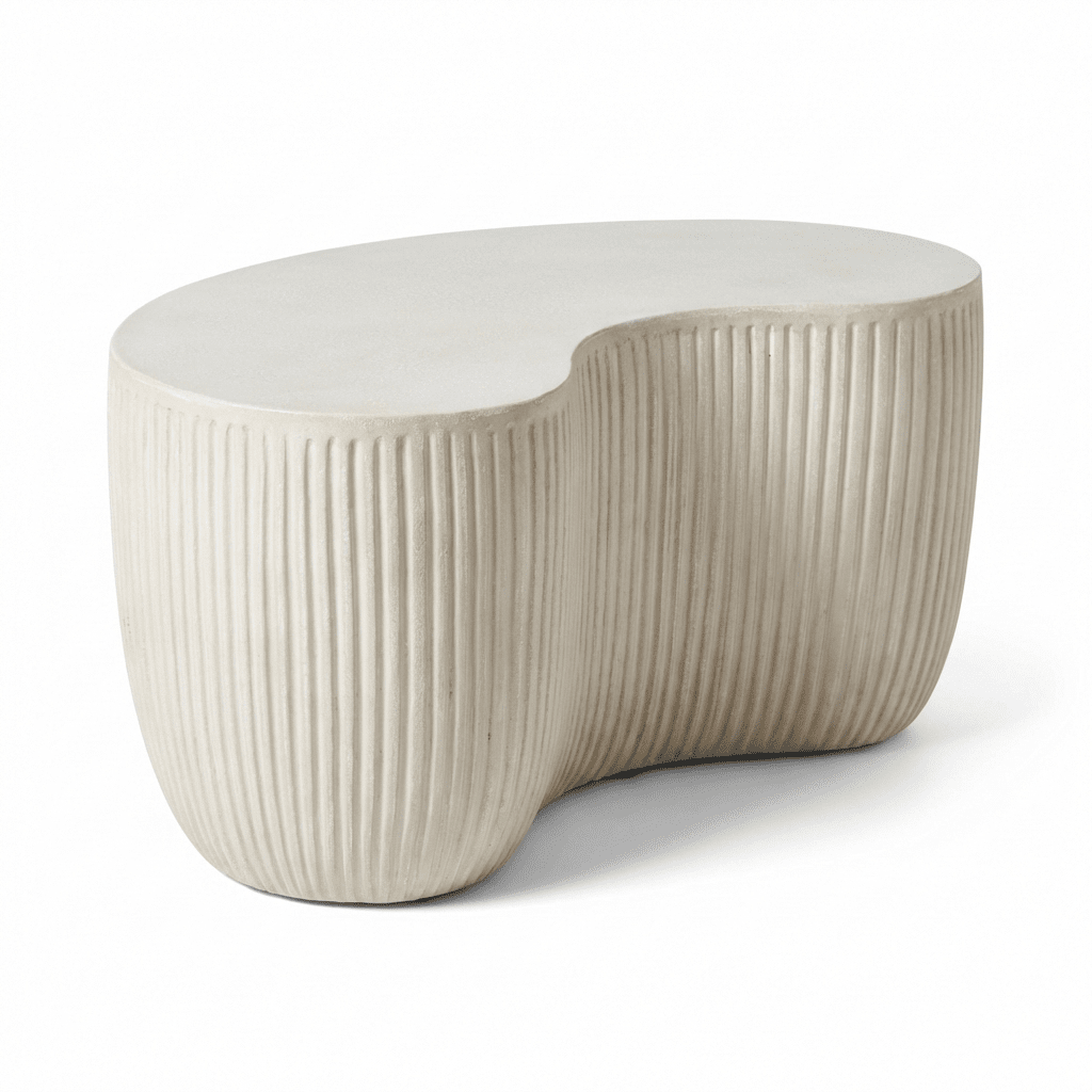Sohan 61cm Kidney Garden Concrete Coffee Table - Set of 2 - Sand — view 7