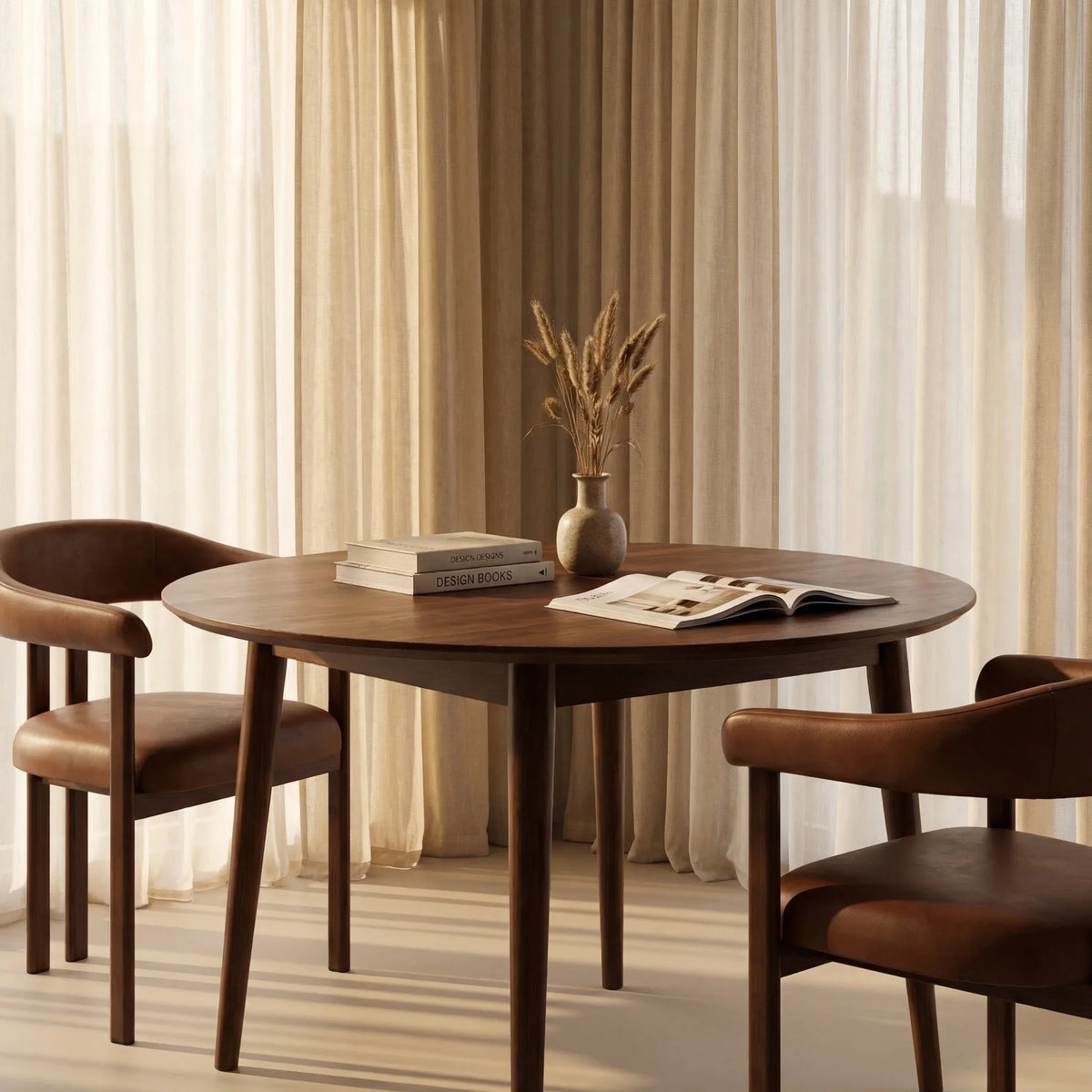 Montreux 4-6 Seat Round Wooden Extendable Dining Table | Walnut — dining table from 2nd Time Around