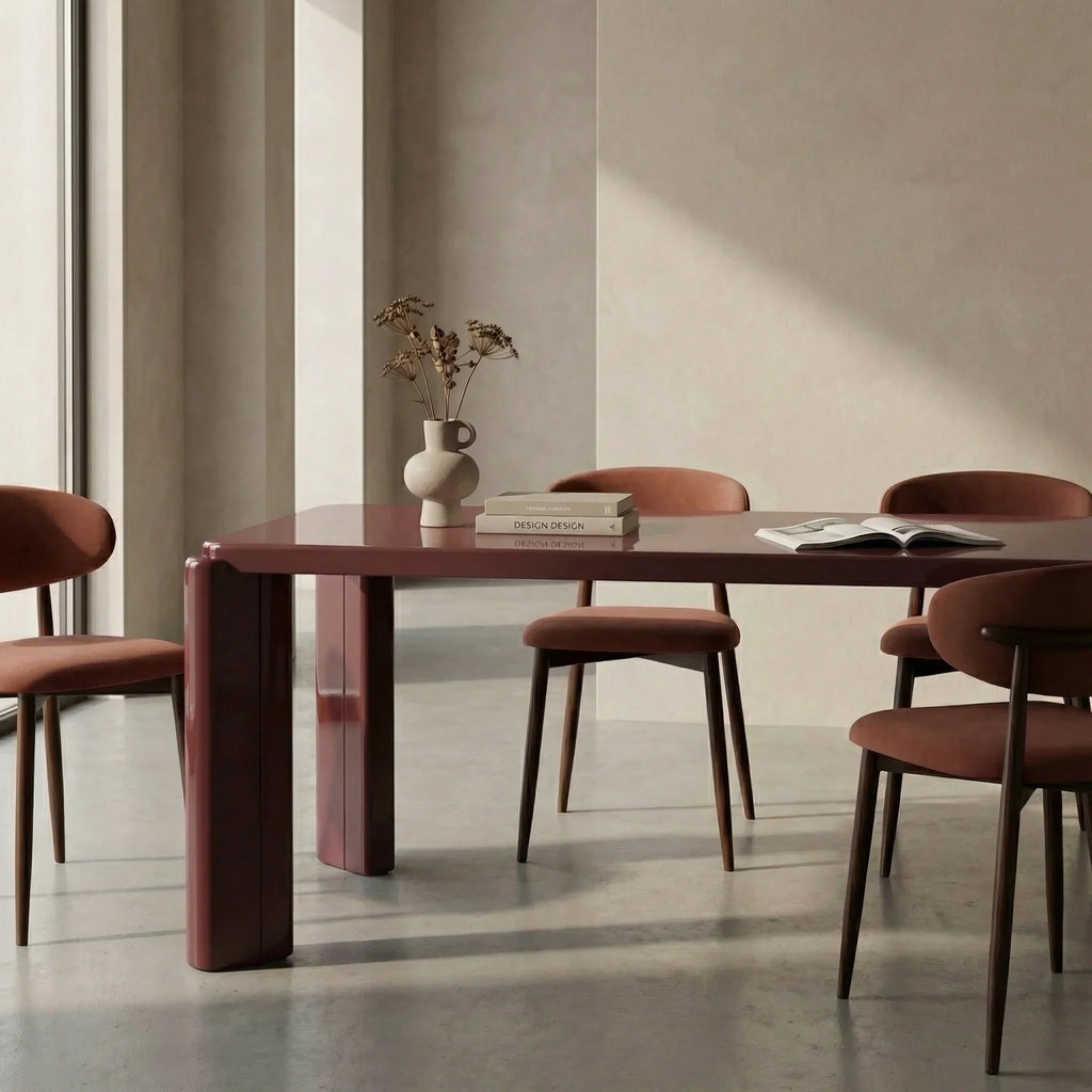 Kelby 6 Seat Rectangle Dining Table | High Gloss Cherry Red — view 2