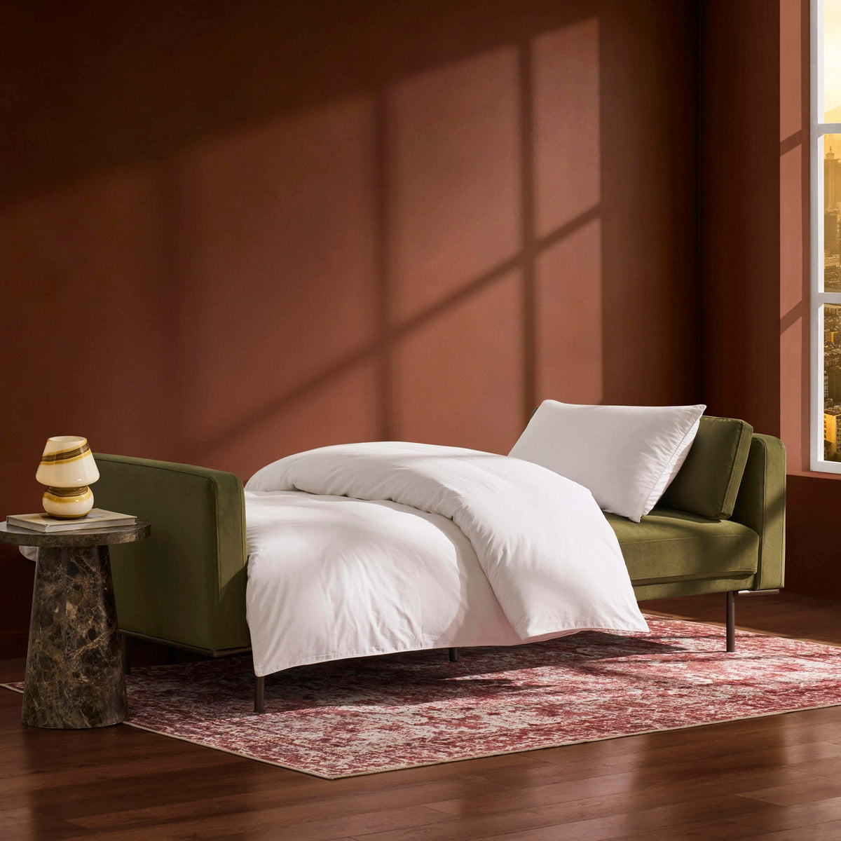 Hudson Click Clack Sofa Bed - Muted Moss — view 3