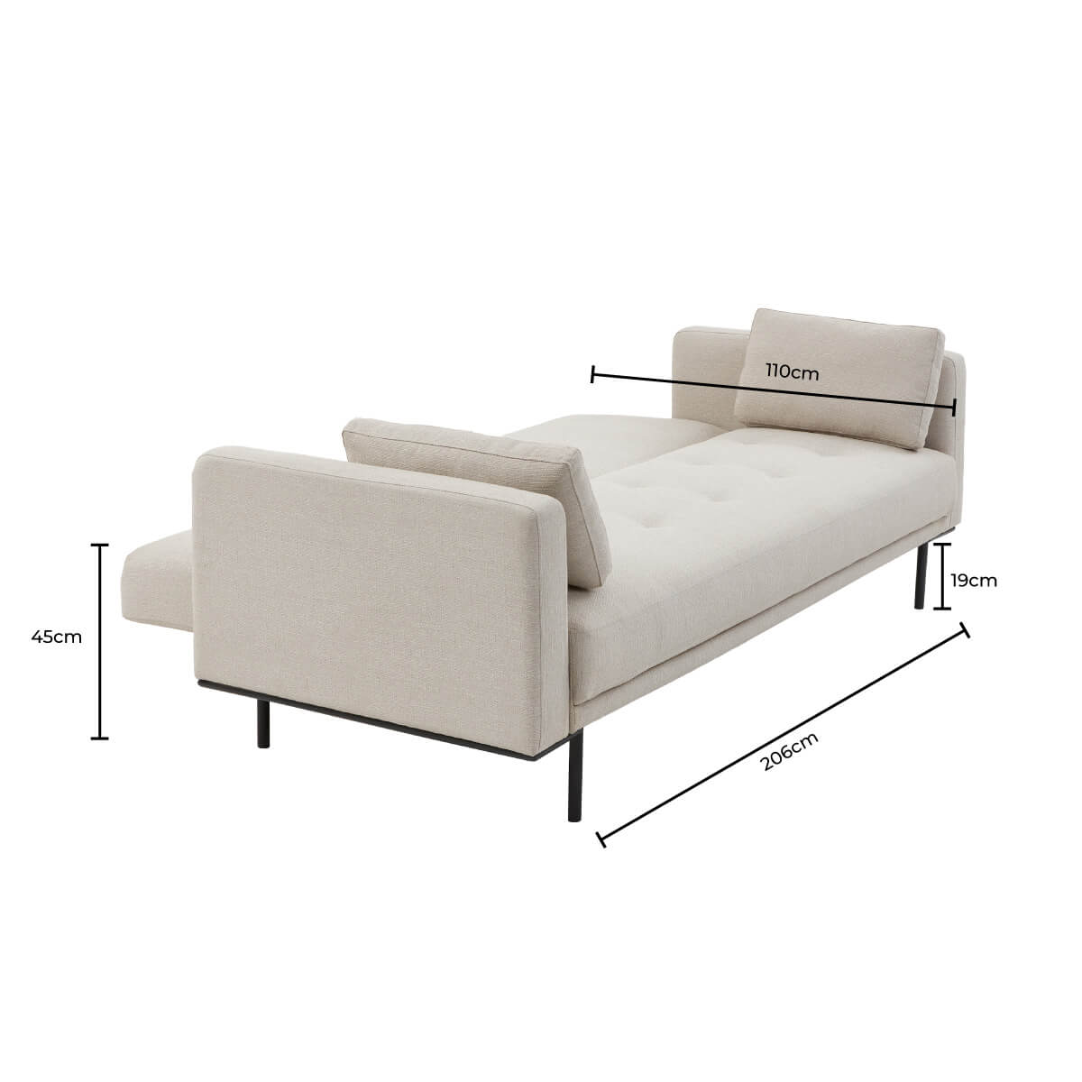 Hudson Click Clack Sofa Bed - Stone Grey — view 9
