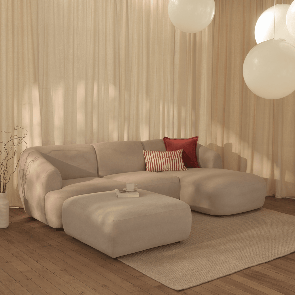 Nathalia Right Chaise Sofa - Soft Beige — view 3