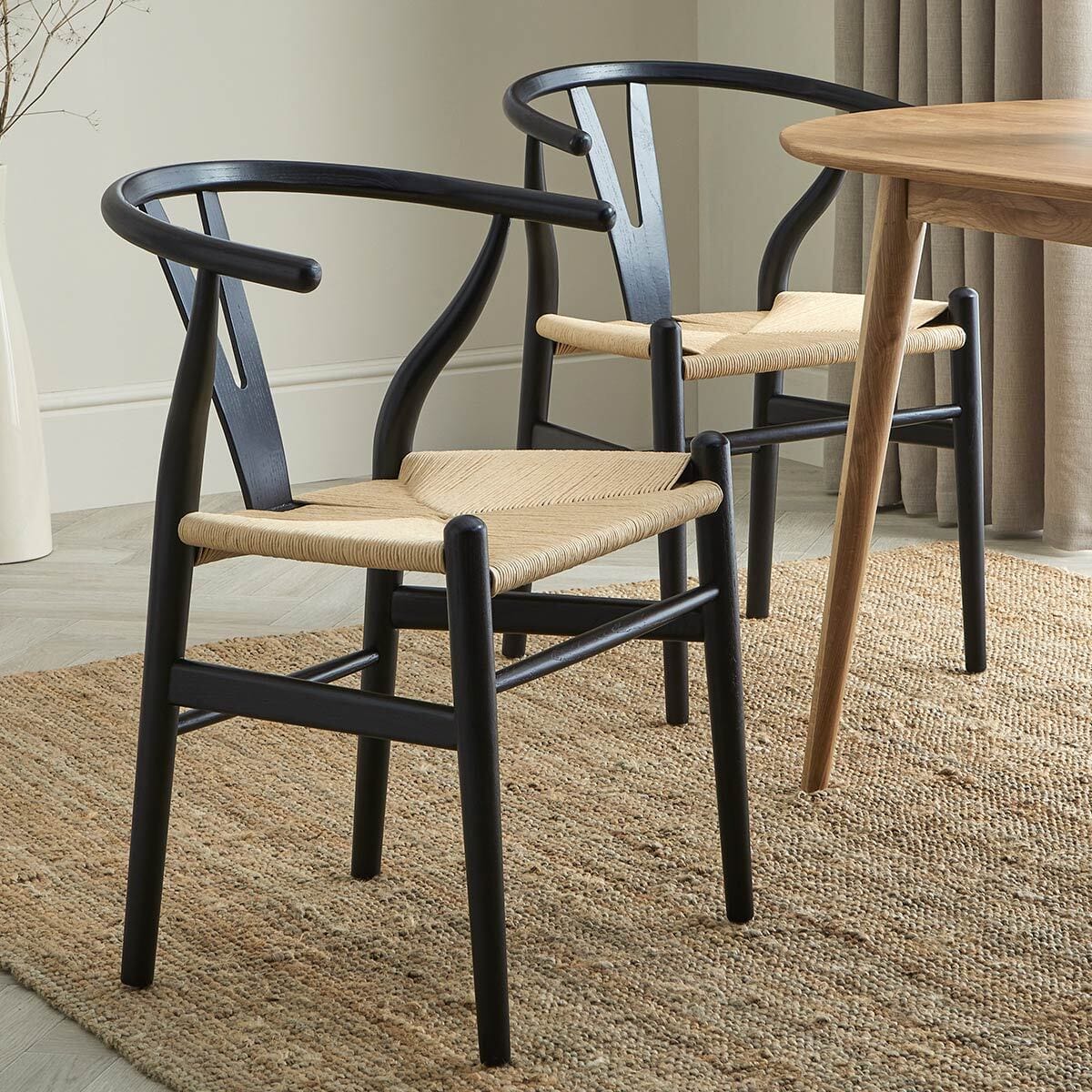 Jade Set Of 2 Dining Chairs - Black/Natural — dining chair from 2nd Time Around