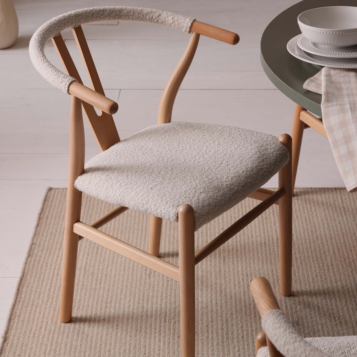 Jade Set of 2 Dining Chairs - Ivory Boucle — view 2