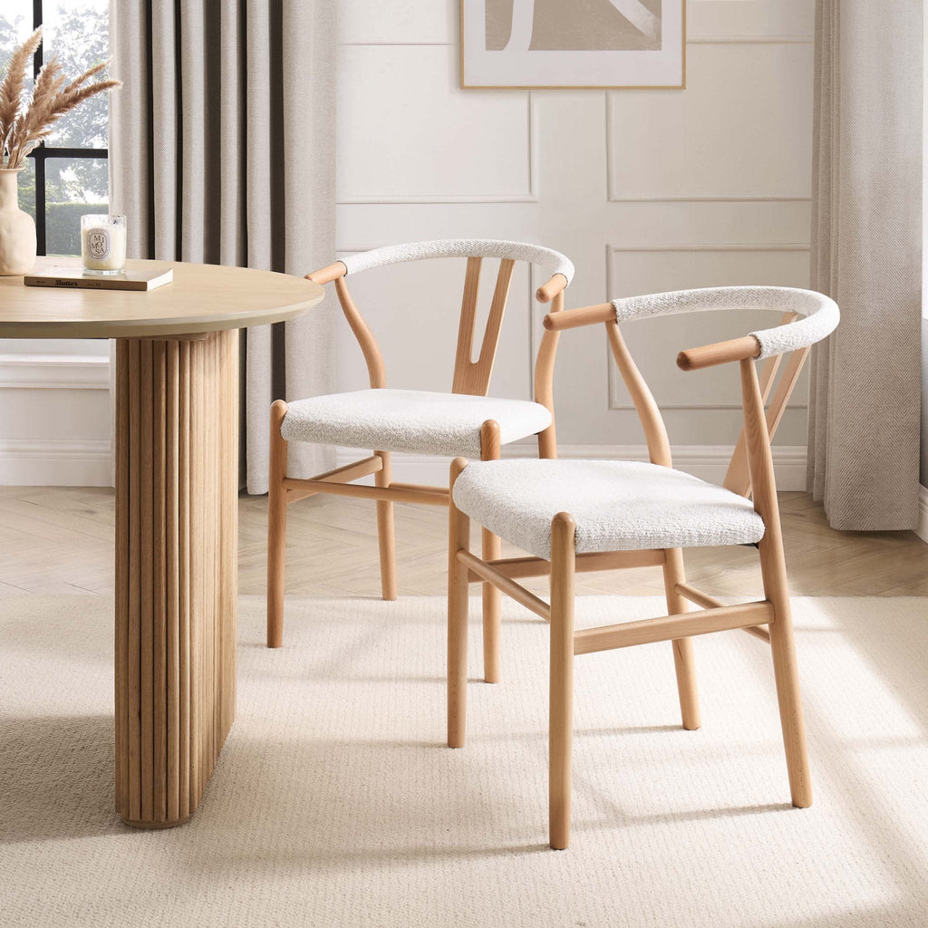 Jade Set of 2 Dining Chairs - Ivory Boucle — view 3