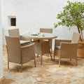 Kemble 4 Seater Rattan Round Garden Dining Table & Chair Set - Natural Brown — garden dining set from 2nd Time Around