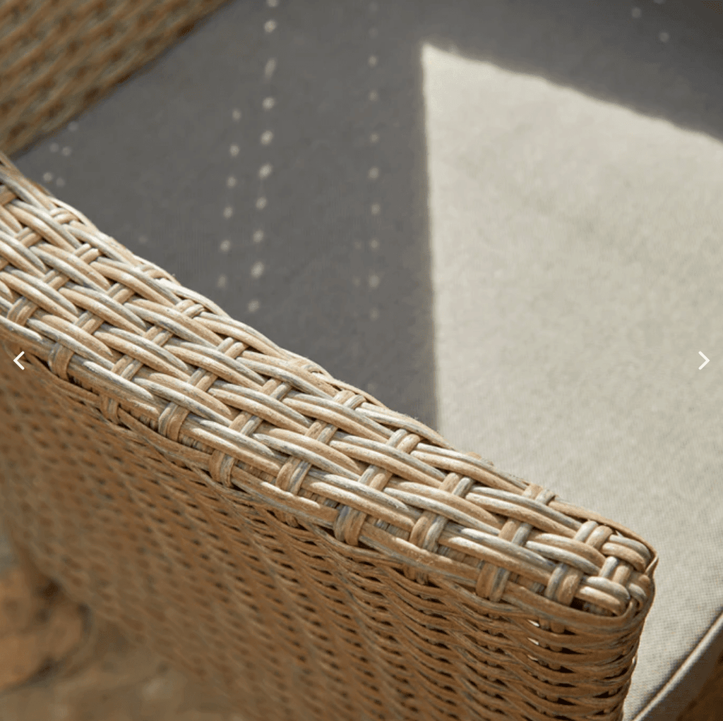Kemble 4 Seater Rattan Round Garden Dining Table & Chair Set - Natural Brown — view 8