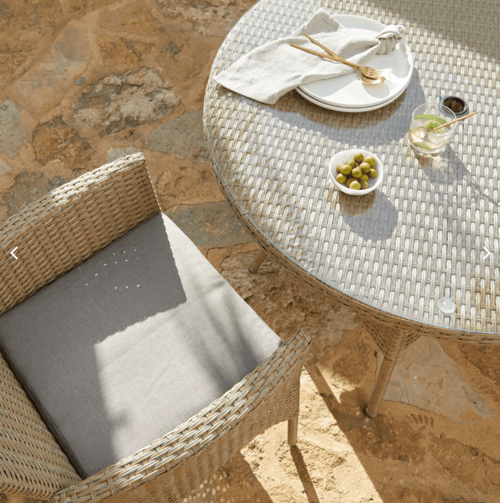 Kemble 4 Seater Rattan Round Garden Dining Table & Chair Set - Natural Brown — view 5