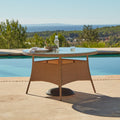 Kemble 6 Seater Garden Round Dining Table - Natural Brown — garden dining set from 2nd Time Around
