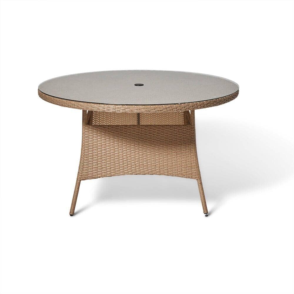 Kemble 6 Seater Garden Round Dining Table - Natural Brown — view 10