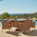 Kemble 6 Seater Rattan Round Garden Dining Table Set - Natural Brown — garden dining set from 2nd Time Around