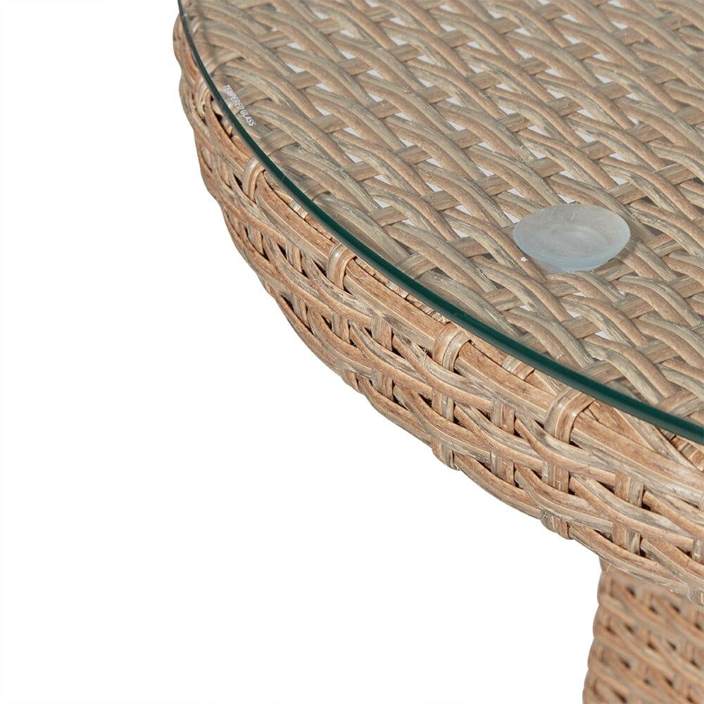 Kemble 6 Seater Rattan Round Garden Dining Table Set - Natural Brown — view 10