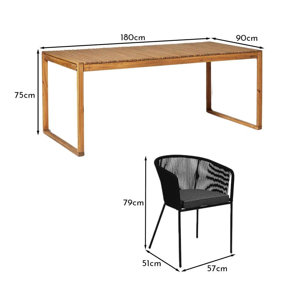 Lennox Table with 6 Black Hali Dining Chairs — view 10