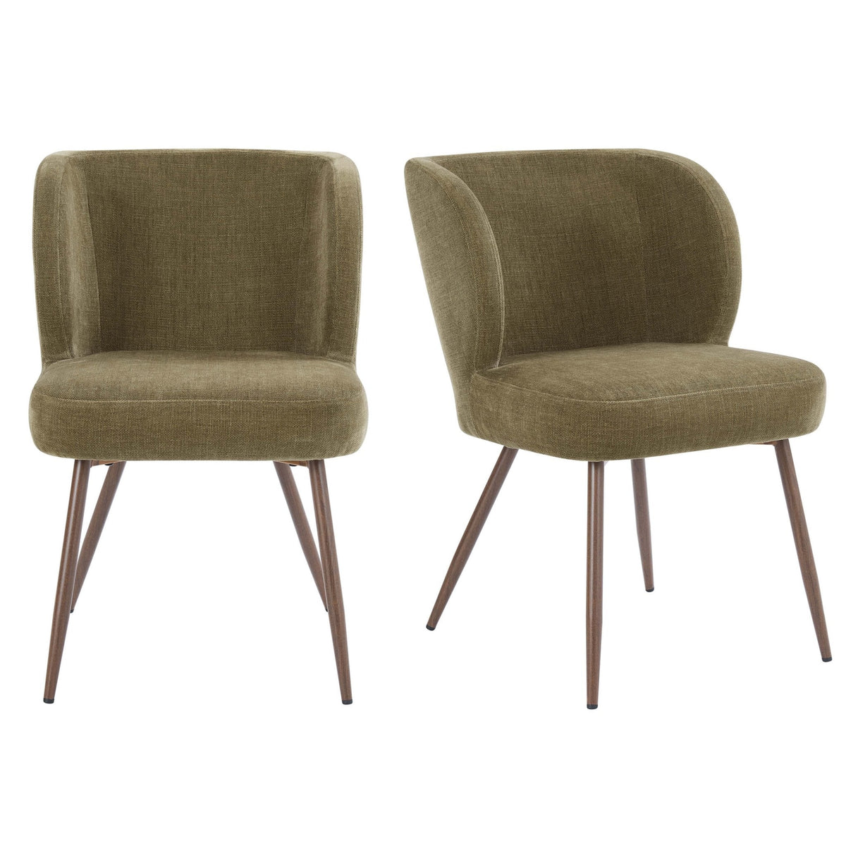 Mabel Set of 2 Dining Chairs - Chenille Olive — view 4
