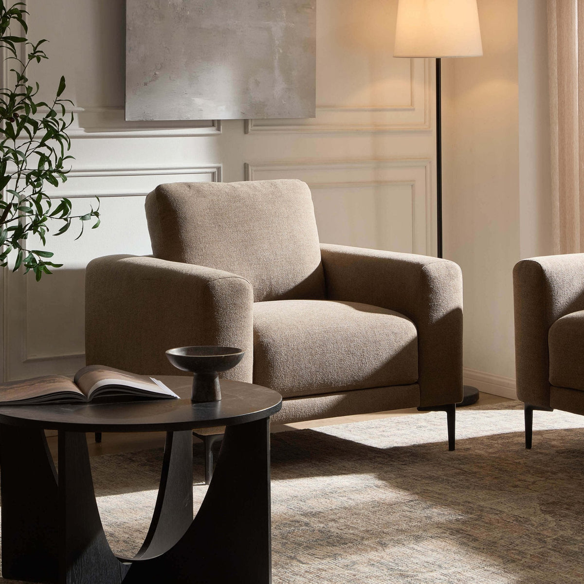 Malibu Armchair - Chenille Mushroom — armchair from 2nd Time Around