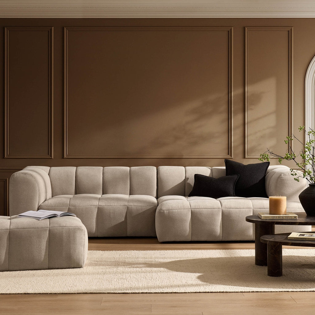 Manhattan Right Hand Chaise Sofa - Chenille Oatmeal — corner sofa from 2nd Time Around