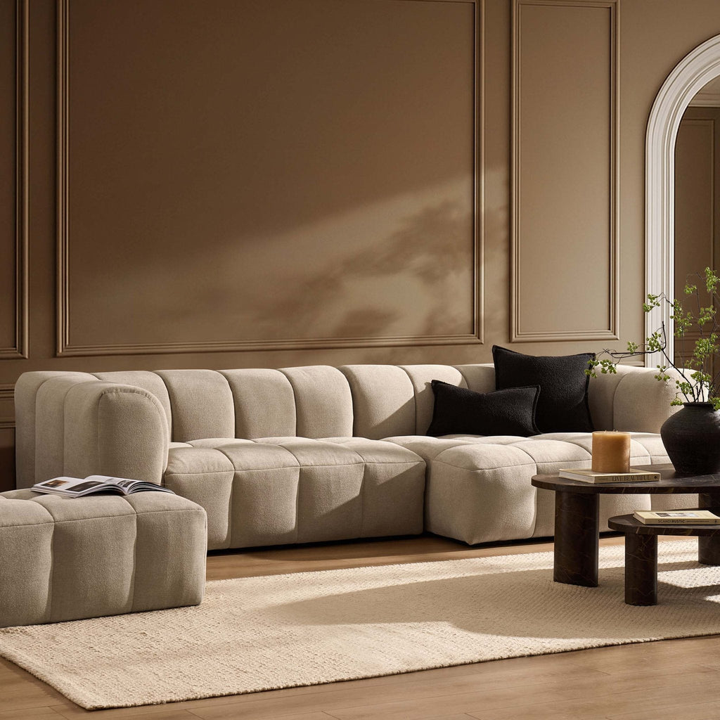 Manhattan Right Hand Chaise Sofa - Chenille Oatmeal — view 2