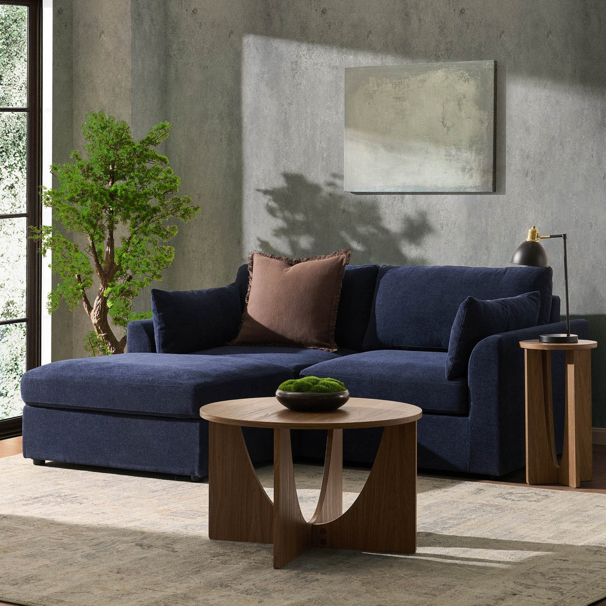 Miami Small Chaise Sofa - Chenille Navy — corner sofa from 2nd Time Around