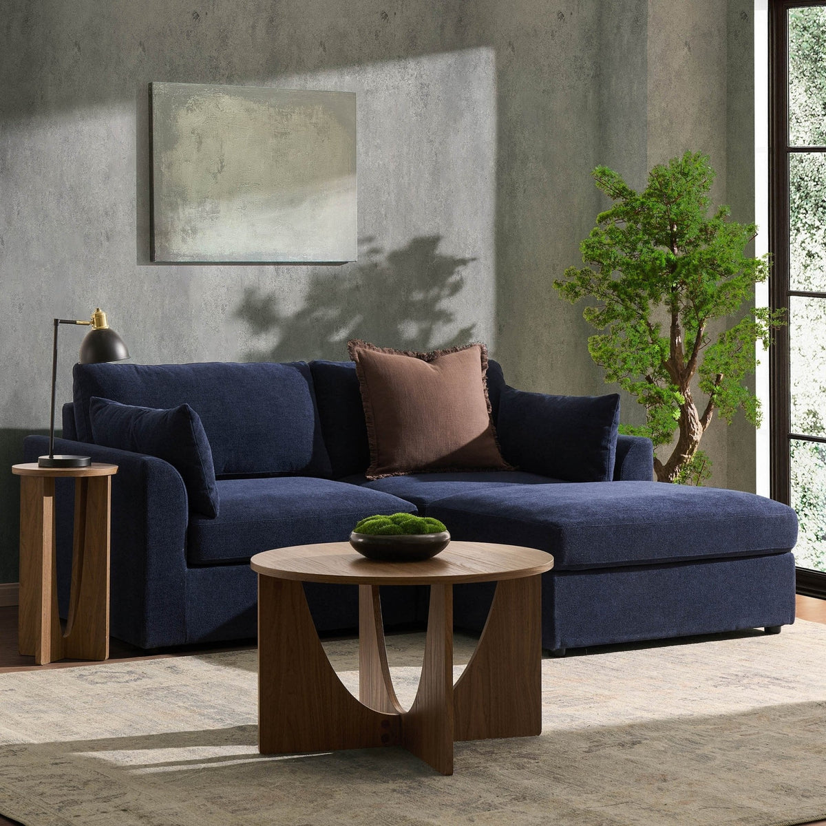 Miami Small Chaise Sofa - Chenille Navy — view 2