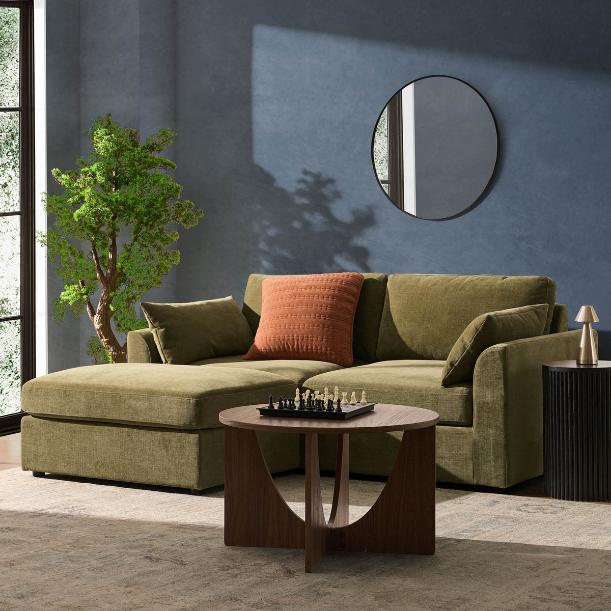 Miami Small Chaise Sofa - Chenille Olive — corner sofa from 2nd Time Around