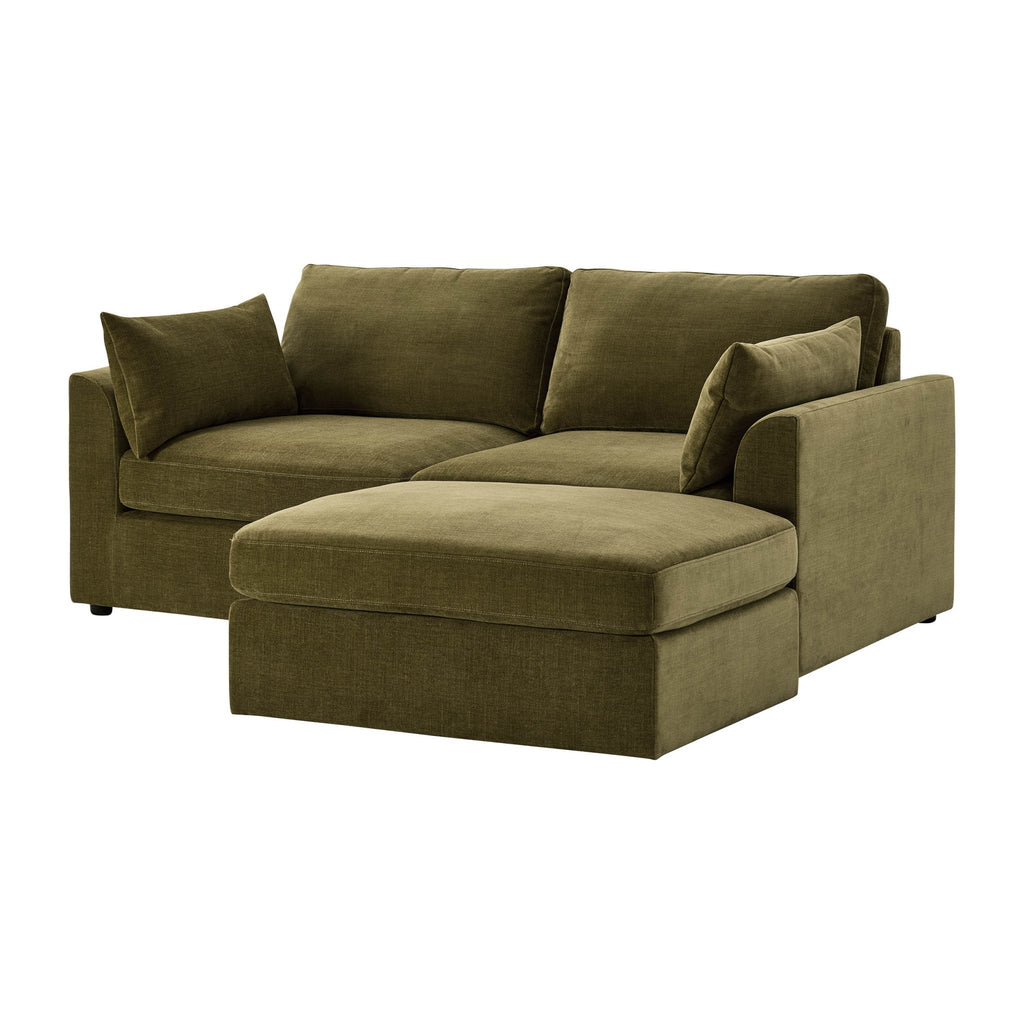 Miami Small Chaise Sofa - Chenille Olive — view 4