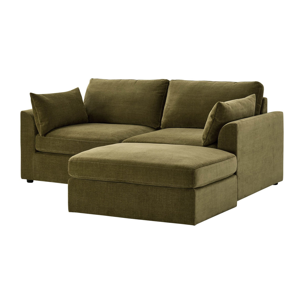 Miami Small Chaise Sofa - Chenille Olive — view 4